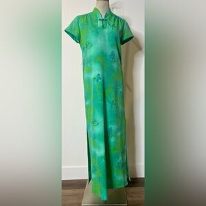 Polynesian Casuals Butterfly Print Hawaiian Maxi Dress